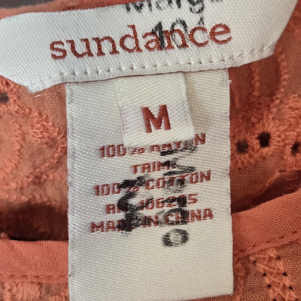 Sundance Boho Blouse Susannah Size Medium Orange Ruffle Swiss Dot Eyelet Flowy - Picture 4 of 5